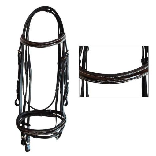 Bridle For Filet With Browband And Noseband In Patent LeatherFullBlack
