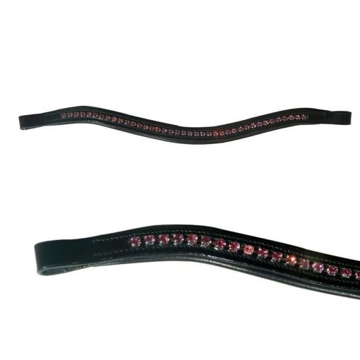 Curved Browband For English BridleFullPink stonesBlack